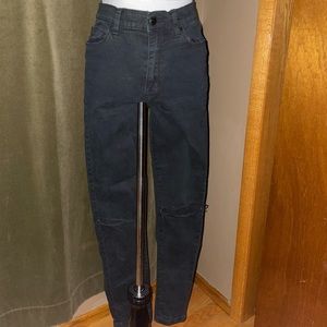 TWO pairs of BDG twig high-rise skinny jeans with holes in knee. 27